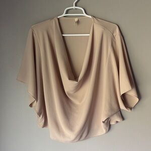 Tyche Draped V-Neck Blouse - Beige